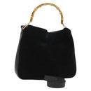 GUCCI Bamboo Hand Bag Suede 2way Black Gold 001 1014 1577 Auth ep8767-1