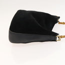 GUCCI Bamboo Hand Bag Suede 2way Black Gold 001 1014 1577 Auth ep8767-3