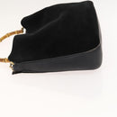 GUCCI Bamboo Hand Bag Suede 2way Black Gold 001 1014 1577 Auth ep8767-4