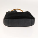 GUCCI Bamboo Hand Bag Suede 2way Black Gold 001 1014 1577 Auth ep8767-5