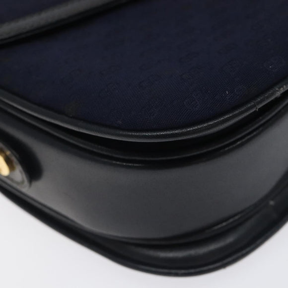 GUCCI Micro GG Canvas Shoulder Bag Navy Gold Auth ep8779