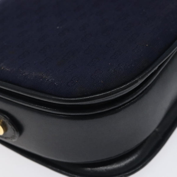 GUCCI Micro GG Canvas Shoulder Bag Navy Gold Auth ep8779
