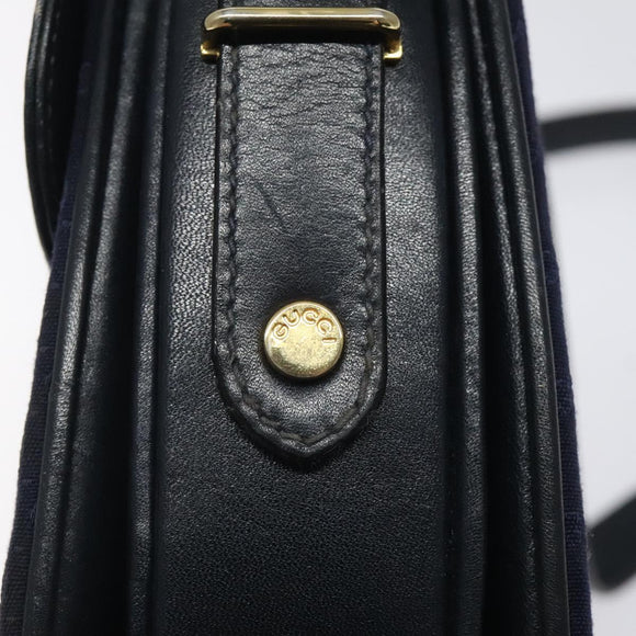 GUCCI Micro GG Canvas Shoulder Bag Navy Gold Auth ep8779