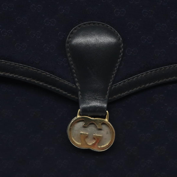 GUCCI Micro GG Canvas Shoulder Bag Navy Gold Auth ep8779