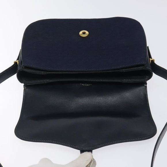 GUCCI Micro GG Canvas Shoulder Bag Navy Gold Auth ep8779