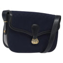 GUCCI Micro GG Canvas Shoulder Bag Navy Gold Auth ep8779-1