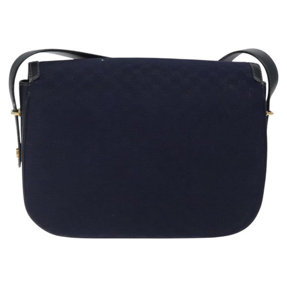 GUCCI Micro GG Canvas Shoulder Bag Navy Gold Auth ep8779