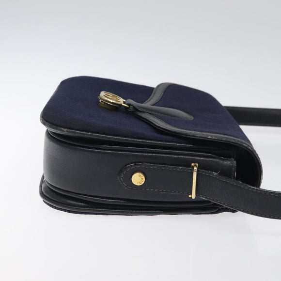GUCCI Micro GG Canvas Shoulder Bag Navy Gold Auth ep8779