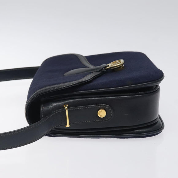GUCCI Micro GG Canvas Shoulder Bag Navy Gold Auth ep8779