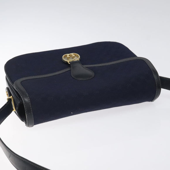 GUCCI Micro GG Canvas Shoulder Bag Navy Gold Auth ep8779