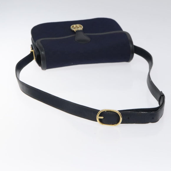 GUCCI Micro GG Canvas Shoulder Bag Navy Gold Auth ep8779
