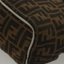 FENDI Zucca Canvas Hand Bag Black Brown Auth ep8782-15