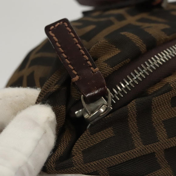 FENDI Zucca Canvas Hand Bag Black Brown Auth ep8782