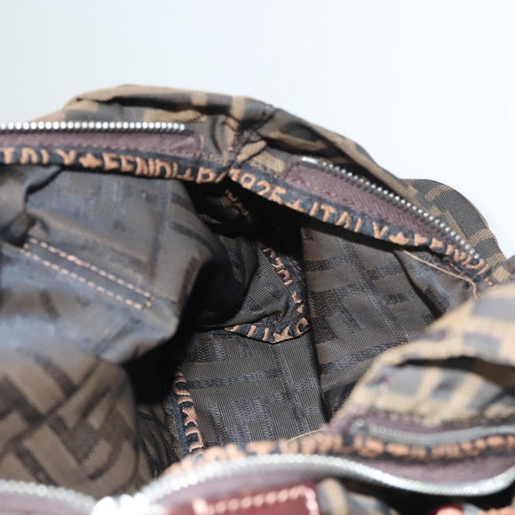 FENDI Zucca Canvas Hand Bag Black Brown Auth ep8782