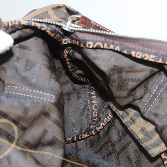 FENDI Zucca Canvas Hand Bag Black Brown Auth ep8782