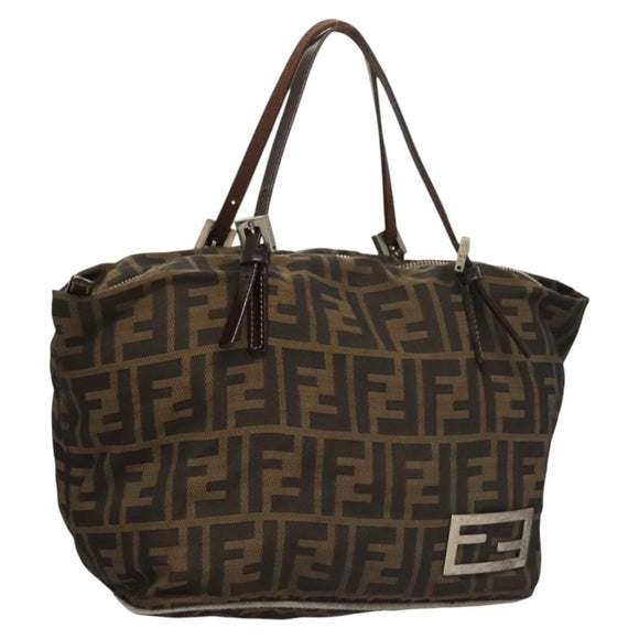 FENDI Zucca Canvas Hand Bag Black Brown Auth ep8782