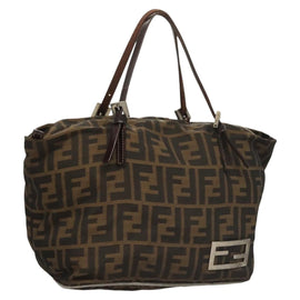 FENDI Zucca Canvas Hand Bag Black Brown Auth ep8782