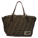 FENDI Zucca Canvas Handtasche Schwarz Braun Auth ep8782-13