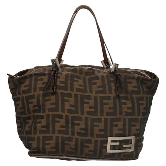 FENDI Zucca Canvas Handtasche Schwarz Braun Auth ep8782