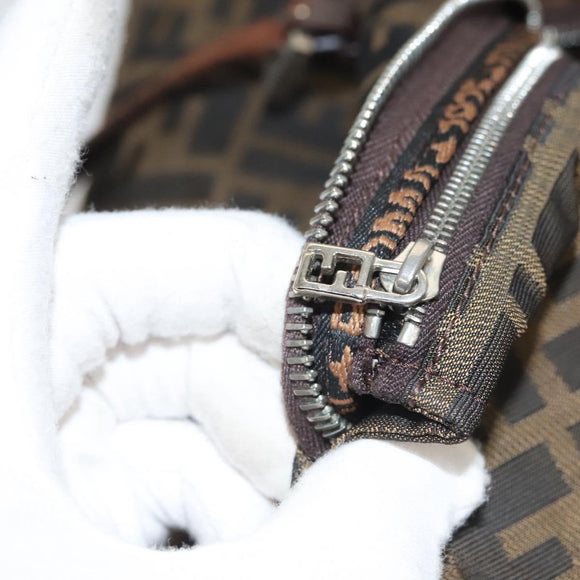 FENDI Zucca Canvas Hand Bag Black Brown Auth ep8782