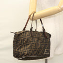 FENDI Zucca Canvas Hand Bag Black Brown Auth ep8782-23