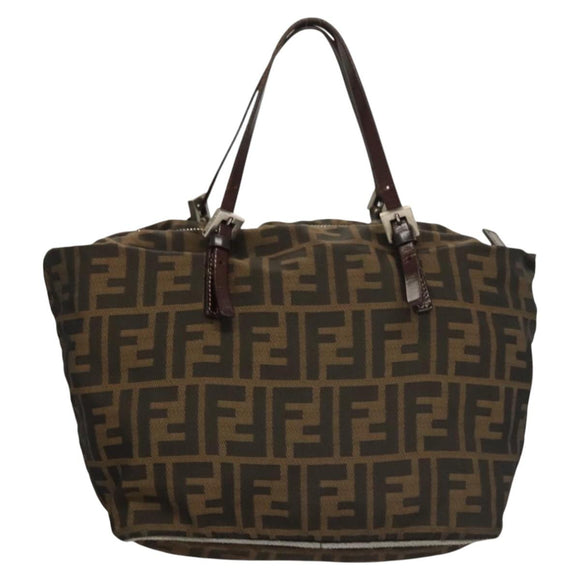 FENDI Zucca Canvas Hand Bag Black Brown Auth ep8782