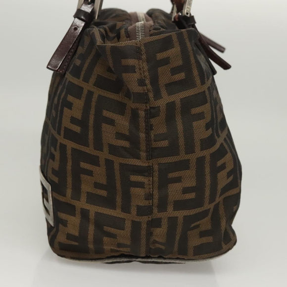 FENDI Zucca Canvas Handtasche Schwarz Braun Auth ep8782