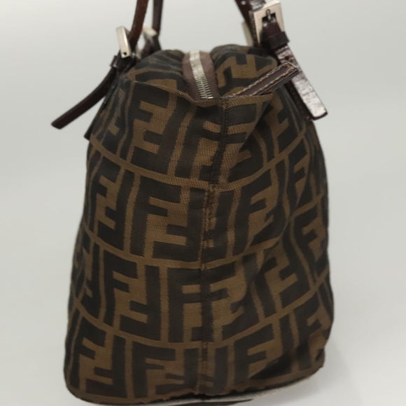 FENDI Zucca Canvas Handtasche Schwarz Braun Auth ep8782