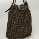 FENDI Zucca Canvas Hand Bag Black Brown Auth ep8782-4
