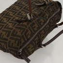 FENDI Zucca Canvas Hand Bag Black Brown Auth ep8782-6