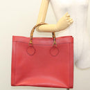 GUCCI Bamboo Hand Bag Leather Red Gold 002 1186 0259 Auth ep8784-22