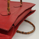 GUCCI Bamboo Hand Bag Leather Red Gold 002 1186 0259 Auth ep8784-6