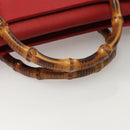 GUCCI Bamboo Hand Bag Leather Red Gold 002 1186 0259 Auth ep8784-7