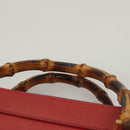 GUCCI Bamboo Hand Bag Leather Red Gold 002 1186 0259 Auth ep8784-8