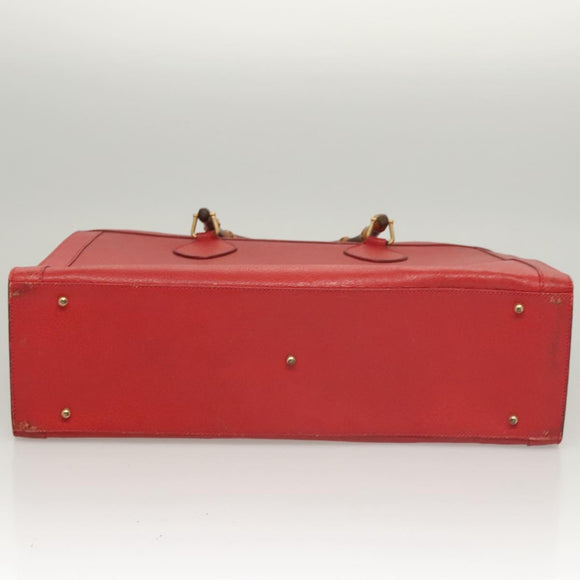GUCCI Bamboo Hand Bag Leather Red Gold 002 1186 0259 Auth ep8784