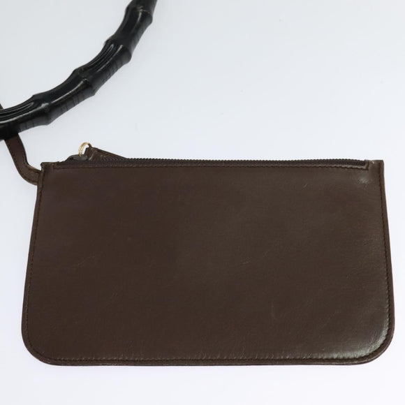 GUCCI Bamboo Shoulder Bag Leather Brown Gold 001 1553 1880 Auth ep8788