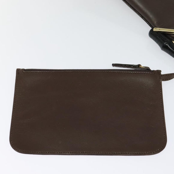 GUCCI Bamboo Shoulder Bag Leather Brown Gold 001 1553 1880 Auth ep8788