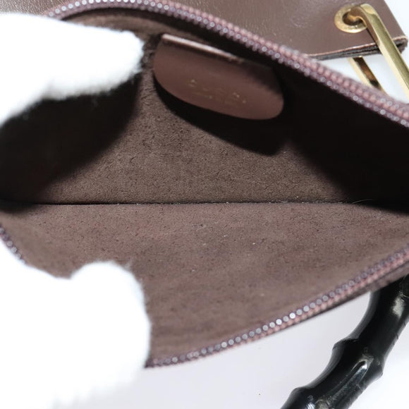 GUCCI Bamboo Shoulder Bag Leather Brown Gold 001 1553 1880 Auth ep8788