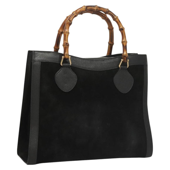 GUCCI Bambus Handtasche Wildleder Schwarz Gold 002 0260 Auth ep8789