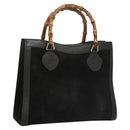 GUCCI Bamboo Hand Bag Suede Black Gold 002 0260 Auth ep8789-1