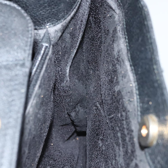 GUCCI Bamboo Hand Bag Suede Black Gold 002 0260 Auth ep8789