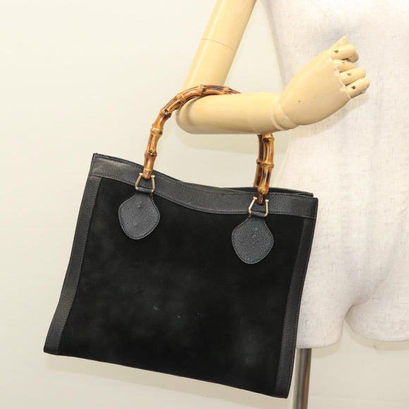 GUCCI Bambus Handtasche Wildleder Schwarz Gold 002 0260 Auth ep8789