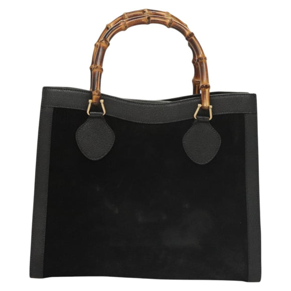 GUCCI Bambus Handtasche Wildleder Schwarz Gold 002 0260 Auth ep8789