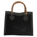 GUCCI Bamboo Hand Bag Suede Black Gold 002 0260 Auth ep8789-2