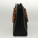 GUCCI Bamboo Hand Bag Suede Black Gold 002 0260 Auth ep8789-4