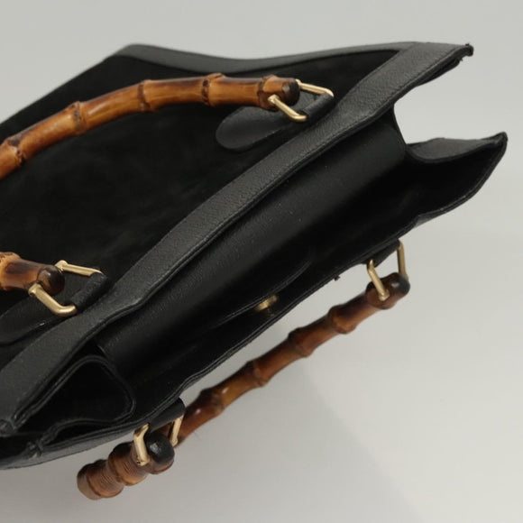 GUCCI Bambus Handtasche Wildleder Schwarz Gold 002 0260 Auth ep8789