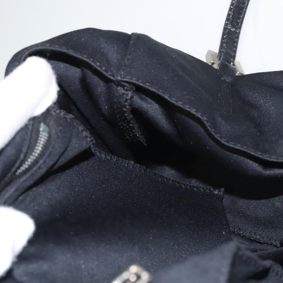 FENDI Shoulder Bag Nylon Black Silver Auth ep8791