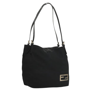 FENDI Shoulder Bag Nylon Black Silver Auth ep8791