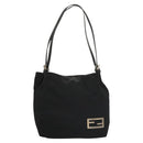 FENDI Shoulder Bag Nylon Black Silver Auth ep8791-13