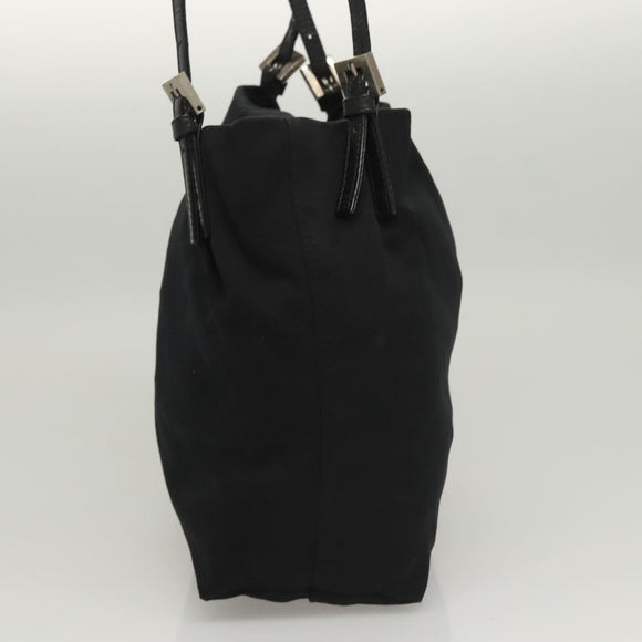 FENDI Shoulder Bag Nylon Black Silver Auth ep8791